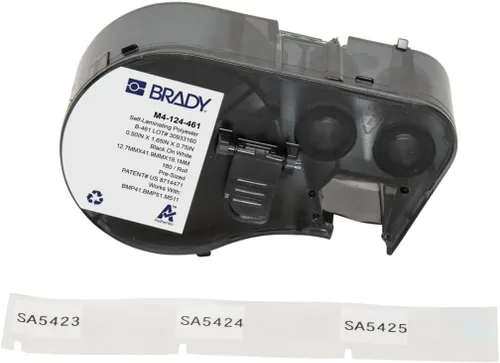 Miniatura 17 de Brady Auténticas etiquetas envolventes de vinilo autolaminables (M4-91-427) de 1.5 pulgadas de alto x 1 pulgada de ancho, negro sobre blanco