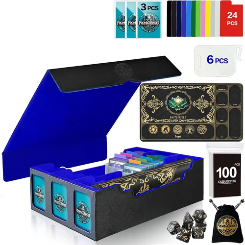Miniatura 10 de PROMAXIBINDER MTG Commander - Caja de baraja con 2 divisores, se adapta a más de 100 tarjetas de una sola funda, caja de cubierta mágica de imán