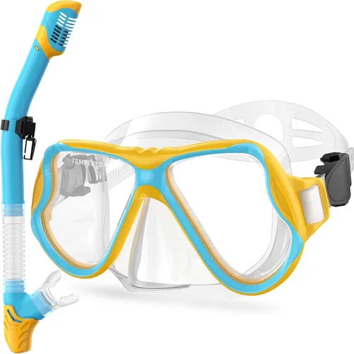 Miniatura 14 de Greatever Snorkeling Gear for Kids, Dry Snorkel Set Panoramic View Snorkel Mask, Anti-Fog Scuba Diving Mask for Kids Youth Age 6-14, Unisex Swimming