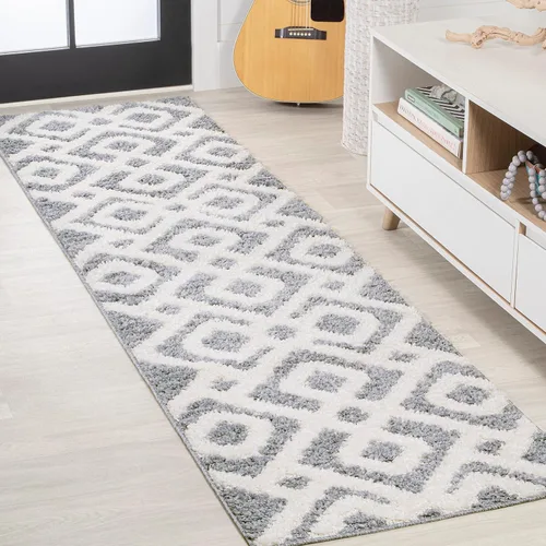 JONATHAN Y Trellis - Alfombra de pasillo alto y bajo de 2 x 8 pies, Astrid Retro para sala de estar, dormitorio, cocina, oficina, fácil limpieza,