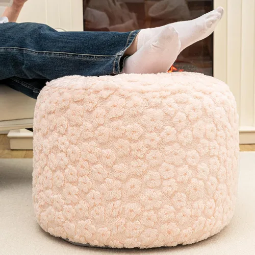 Miniatura 10 de Reposapiés otomano relleno redondo bohemio puf de piso asiento sillón reposapiés taburete cojín de piso saco puf otomano 18x18x14 pulgadas bosque