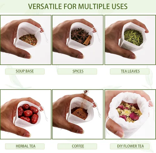 Miniatura 6 de 1200 bolsas de té desechables a granel, bolsas vacías infusoras de té con sello de cordón, bolsas de filtro de té blanco de 4 x 6 pulgadas