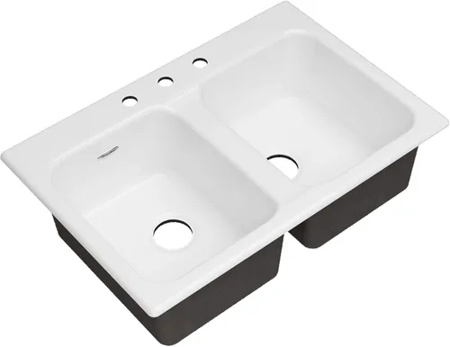 American Standard 77DB33223.308 - Fregadero de cocina de hierro fundido con membrillo de 33 x 22 pulgadas, montaje superior, 3 agujeros, color