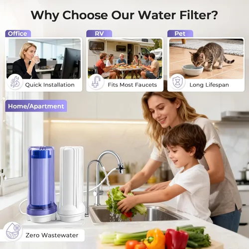 Miniatura 5 de iSpring CKC2 - Filtro de agua para encimera de 2 etapas, certificado NSF/ANSI 58, reduce PFAS, cloro, sedimentos y olor, 8000 galones, hasta 12