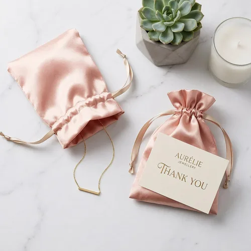 Miniatura 4 de Bolsas de satén de oro rosa con cordón para regalo y boda - 4 x 6 pulgadas, 50 por paquete Oro rosa - 4 x 6 pulgadas (paquete de 50)