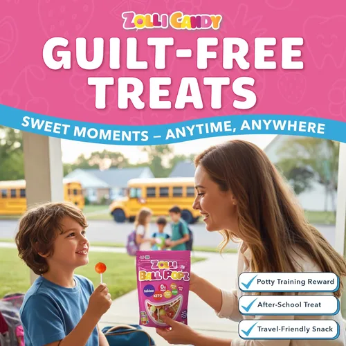 Miniatura 4 de Zolli Ball Popz Clean Teeth - Caramelos sin azúcar, sin colorantes, aptos para dieta keto y diabéticos, golosinas aprobadas por dentistas para niños