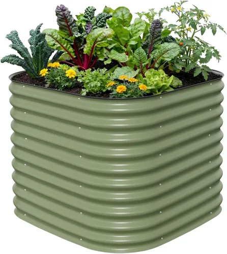 Miniatura 11 de Vego garden Jardinera elevada redonda de 32 pulgadas de alto y 42 pulgadas para jardín, para verduras, flores, patio, gris moderno