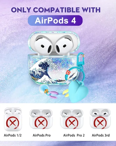 Miniatura 2 de Funda para Apple para Airpods 4 Case 2024 - Arena Movediza Líquida Arte Artístico Estético Funda Mujer Chica Mujeres Brillante Brillo Purpurina
