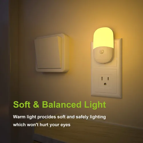 Miniatura 7 de MAZ-TEK Luz nocturna regulable con sensor de movimiento enchufable, luz nocturna LED blanca cálida suave con sensor de movimiento del atardecer al
