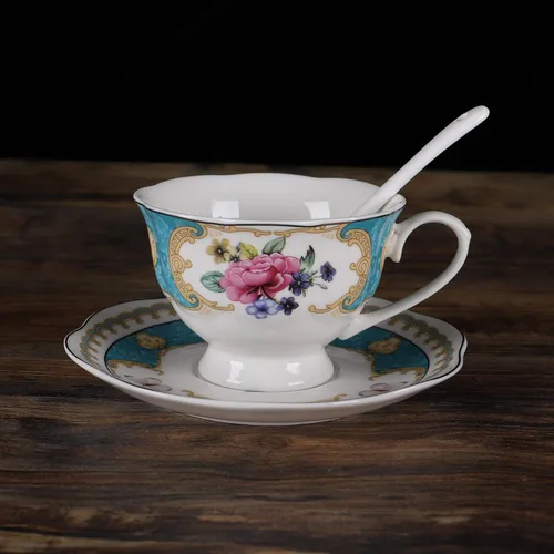 Miniatura 7 de fanquare Juego de té de rosa retro europeo de 15 piezas, juego de té de flora inglesa para adultos, juego de café de porcelana