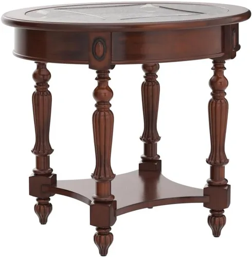 Miniatura 2 de Gexpusm - Mesa auxiliar ovalada de madera (mesa auxiliar, madera, vidrio) Mesa auxiliar de madera natural con estante de almacenamiento, fácil