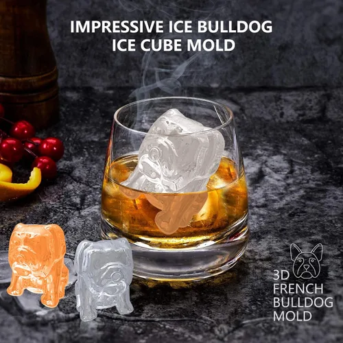 Miniatura 5 de Nax Caki Bulldog Gifts - Molde para cubitos de hielo 3D Bulldog con formas divertidas, molde de hielo grande de 2.4 pulgadas, bandejas de cubitos