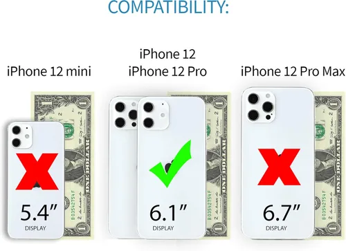 Miniatura 2 de Dockem Funda tipo cartera para iPhone 12 y iPhone 12 Pro: Placa de metal integrada para montaje magnético y 2 tarjeteros de crédito: 6.1" Luxe M2