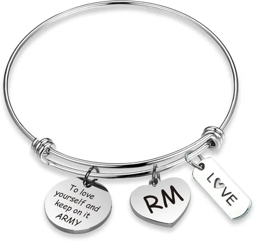 LACAKU - Pulsera para niño, Kpop, BTS, Bangtan, dijes con textos en inglés, amarte a ti mismo, A.R.M.Y, regalo de joyería para niños, acero