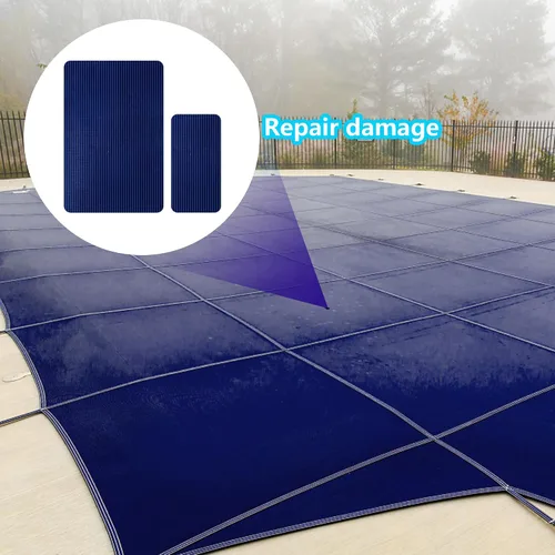 Miniatura 5 de Kit de reparación de cubierta de piscina de 6 piezas, kit de parche azul para cubierta de seguridad para piscina, kit de parche de malla