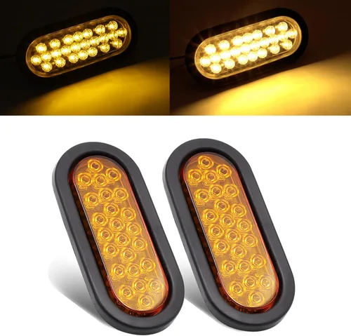 Miniatura 10 de 2 piezas de 6 pulgadas de lentes ovalados ahumados rojos, luces traseras multifunción con parada de freno con goma y enchufe para camiones