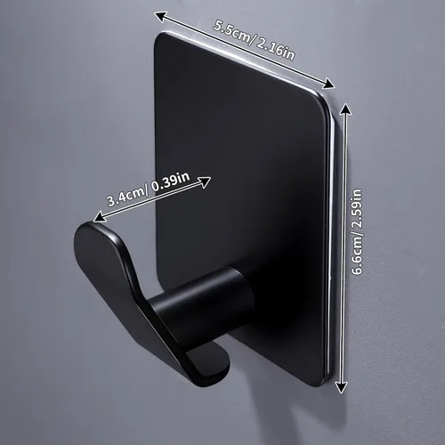 Miniatura 5 de DELITON Paquete de 4 ganchos adhesivos – Gancho de toalla para colgar toallas, ropa y bolsas, acero inoxidable negro mate, para pegar en la pared