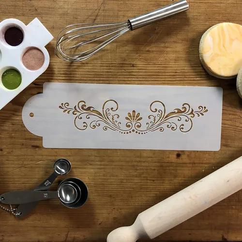 Miniatura 6 de Designer Stencils Fleur De Lis - Plantilla para pastel, beige/semitransparente