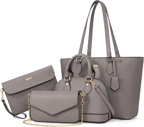 Miniatura 24 de 4 piezas de bolsos de moda para mujer, carteras, bolsos de hombro, bolsos de mano casuales, bolsos cruzados, juego de bolsos de regalo para damas