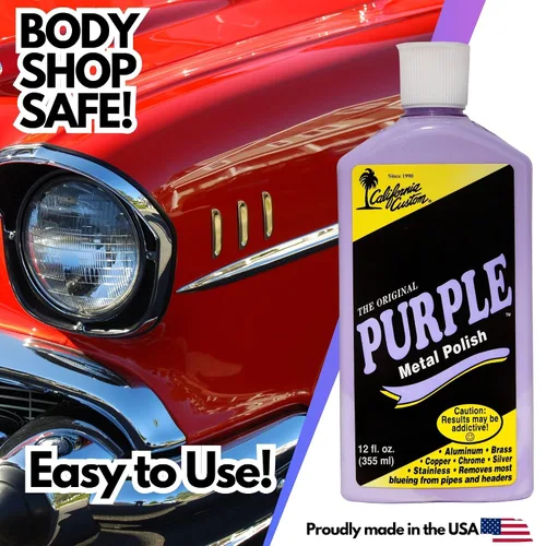 Miniatura 5 de CALIFORNIA CUSTOM Productos – El pulidor de metal morado original, sin silicona, seguro para talleres de carrocería, ideal para aluminio, latón