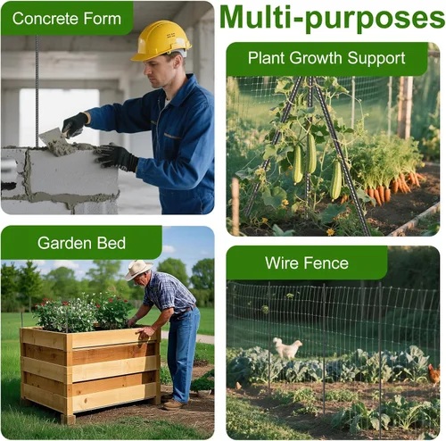 Miniatura 6 de AAGUT Rebar - Estacas de 40 pulgadas, 10 piezas, estacas de jardín rectas resistentes de 1/2 pulgada con punta de cincel para cemento