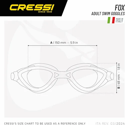 Miniatura 5 de CRESSI Gafas de natación para adultos con lentes planas para visión natural - Silicona suave - Zorro: Hecho en Italia