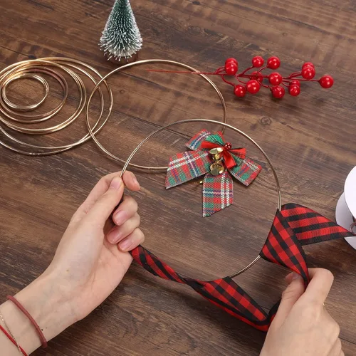 Miniatura 5 de BigOtters Atrapasueños, 10 anillos de macramé de metal dorado para hacer coronas de boda, decoración de manualidades colgantes en la pared, 5