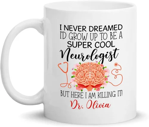 Miniatura 8 de Brains Neuro Floral Taza, Taza De Café De Neurociencia, Taza De Cerebro Floral Personalizada Para Neurólogo, Regalo De Neurocirujano, Taza De