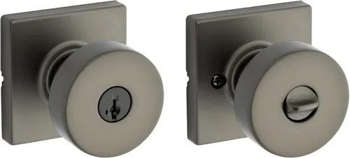 Miniatura 17 de Kwikset Pismo Manija de privacidad para puerta, para interiores, con cerradura, sin llave, con protección Microban, para baño y dormitorio, negro