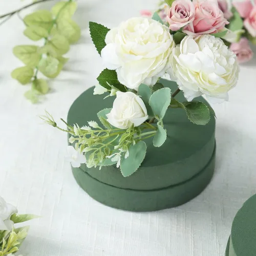 Miniatura 8 de Efavormart - Paquete de 6 bloques de espuma florales redondos verdes grandes para flores frescas, ladrillos de espuma de poliestireno húmedo