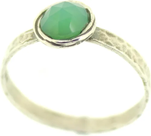 Miniatura 6 de Anillo de plata de ley con piedras preciosas para mujer, anillo apilable de piedra martillada, anillo de piedra natal