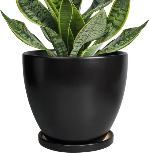 Miniatura 35 de Maceta para Plantas de 6.8 Pulgadas - Maceta de Cerámica con Orificio de Drenaje y Platillo, Maceta Redonda Moderna para Flores, Macetas