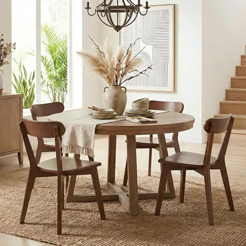 Miniatura 11 de HNY Farmhouse Solid Wood Dining Chairs Set of 2, Mid Century Modern Armless Kitchen & Dining Room Chairs with Curved Back, 300 LBS Capacity, Black