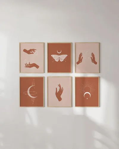 Miniatura 5 de HAUS AND HUES Arte de pared de astrología - Pósteres de sol y luna, impresiones bohemias espirituales celestiales, decoración de astrología