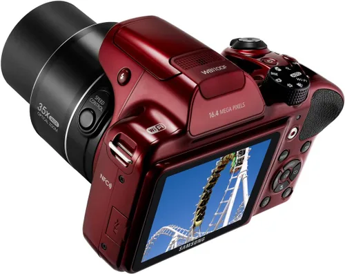 Miniatura 5 de Samsung WB1100F Cámara digital Smart WiFi & NFC de 16.2MP CCD con zoom óptico de 35x, pantalla LCD de 3.0" y video HD de 720p (Rojo)