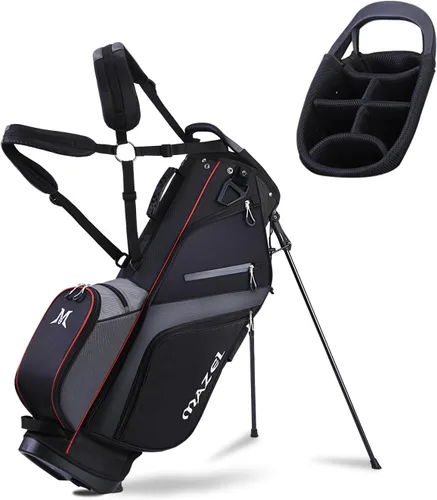 MAZEL Bolsa de golf de 6 vías para hombres y mujeres, bolsa de golf ligera con soporte, doble correa, cubierta antipolvo