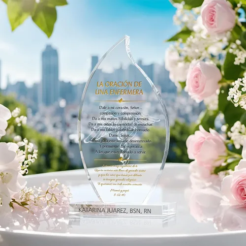 Miniatura 2 de Placa de regalo de graduación con llama de cristal personalizada para ella o él, regalo religioso único de graduación de enfermera para hija, hijo