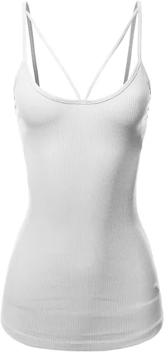 Miniatura 6 de Made by Emma Camiseta sin mangas con tirantes delgados para mujer, con base de algodón sólido
