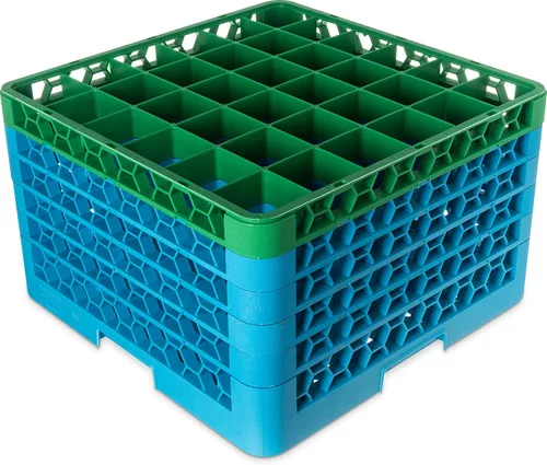 Miniatura 93 de Carlisle FoodService Products RG9-214 OptiClean Estante de vidrio con 9 compartimentos con 2 extensores, 7.12 pulgadas, polipropileno, azul