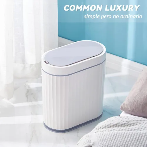 Miniatura 7 de ELPHECO Cubo de basura para baño con sensor de movimiento, cubo de basura automático, cubo de basura inteligente de plástico delgado con tapa