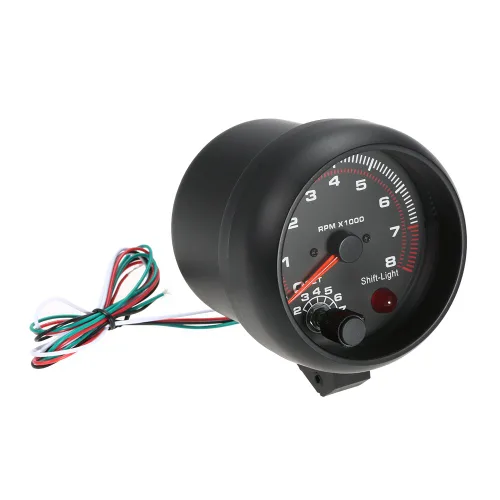 Miniatura 6 de Shkalacar 3.75 pulgadas, medidor de tacómetro universal para automóvil, kit de tacómetro automotriz, luz blanca de cambio entre 0-8000 RPM