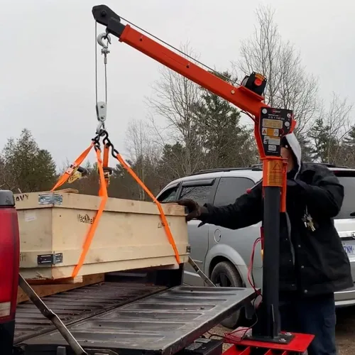 Miniatura 8 de RUGCEL WINCH Nueva grúa plegable montada en camioneta de 1100 lb, con cabrestante eléctrico de 3500 lb 12V, grúas de pluma para camioneta