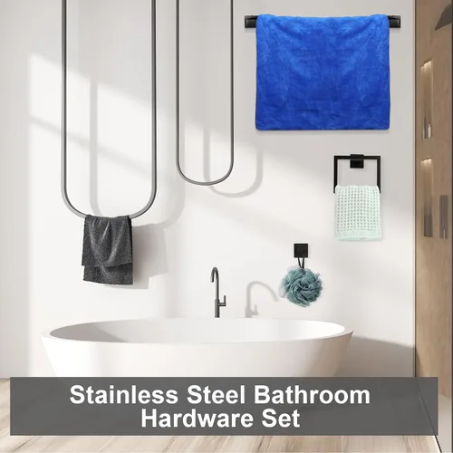 Miniatura 6 de Gisafai Juego de 10 Piezas de Accesorios de Ferretería para Baño de 23.6 Pulgadas, Kit de Barra para Toallas de Baño de Acero Inoxidable, Juego
