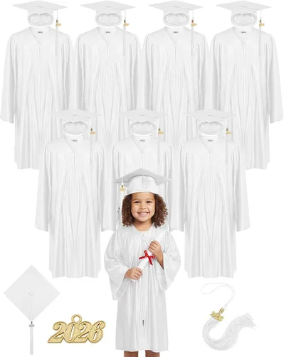 Miniatura 11 de Xuhal Juego de 8 gorros y batas de graduación preescolar para jardín de infantes, gorro de graduación para niños con borla de graduación 2026