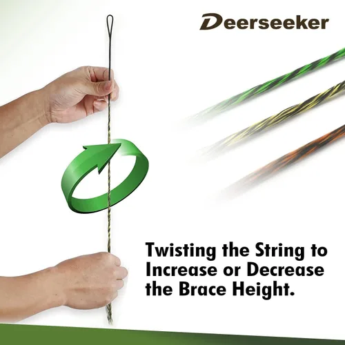 Miniatura 4 de Juego de cuerdas de arco Deerseeker para tiro con arco con 2 puntos de nocking, cuerda de arco recurva Dacron de repuesto de 12, 14, 16 hebras