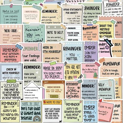 Miniatura 9 de Paquete de calcomanías inspiradoras, 52 unidades de calcomanías positivas y motivadoras de vinilo impermeable de Dovipta para estudiantes, Estímulo