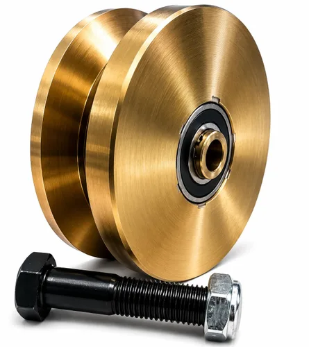 Miniatura 4 de Rueda de ranura en V de 6 pulgadas con puerta corredera de doble rodamiento de 3000 libras con rodillo deslizante + tornillo, chapado en oro