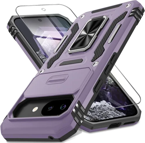 Miniatura 39 de DEERLAMN Funda para Google Pixel 8 con cubierta deslizante para cámara + protector de pantalla (1 paquete), soporte de anillo giratorio grado