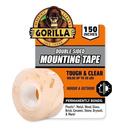 Miniatura 8 de Gorilla Cinta de montaje resistente y transparente de doble cara, cinta transparente, 1 x 150 pulgadas, resistente a la intemperie para interiores