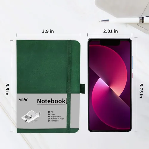 Miniatura 2 de Mlife Cuaderno pequeño A6, cuaderno de bolsillo forrado con soporte para bolígrafo, mini cuaderno de tapa dura, 192 páginas, diario de 3.9 x 5.5
